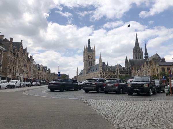 The historic market square and Cloth Hall of Ypres