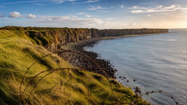 The cliffs and coastline near Pointe du Hoc