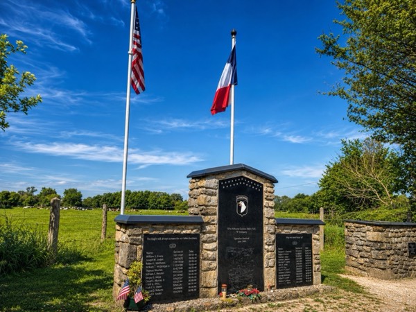 A memorial to the 101st Airborne Division's 'E' Company
