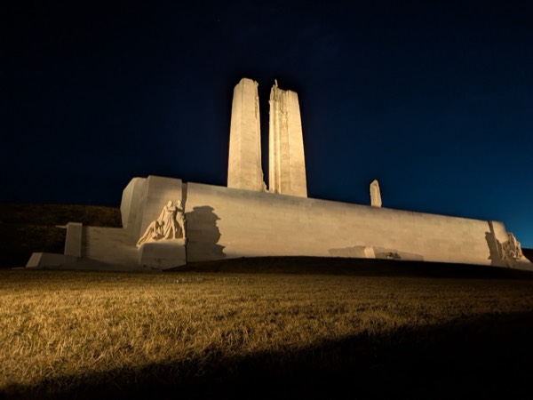 The Canadian National Vimy Memorial illuminated at night
