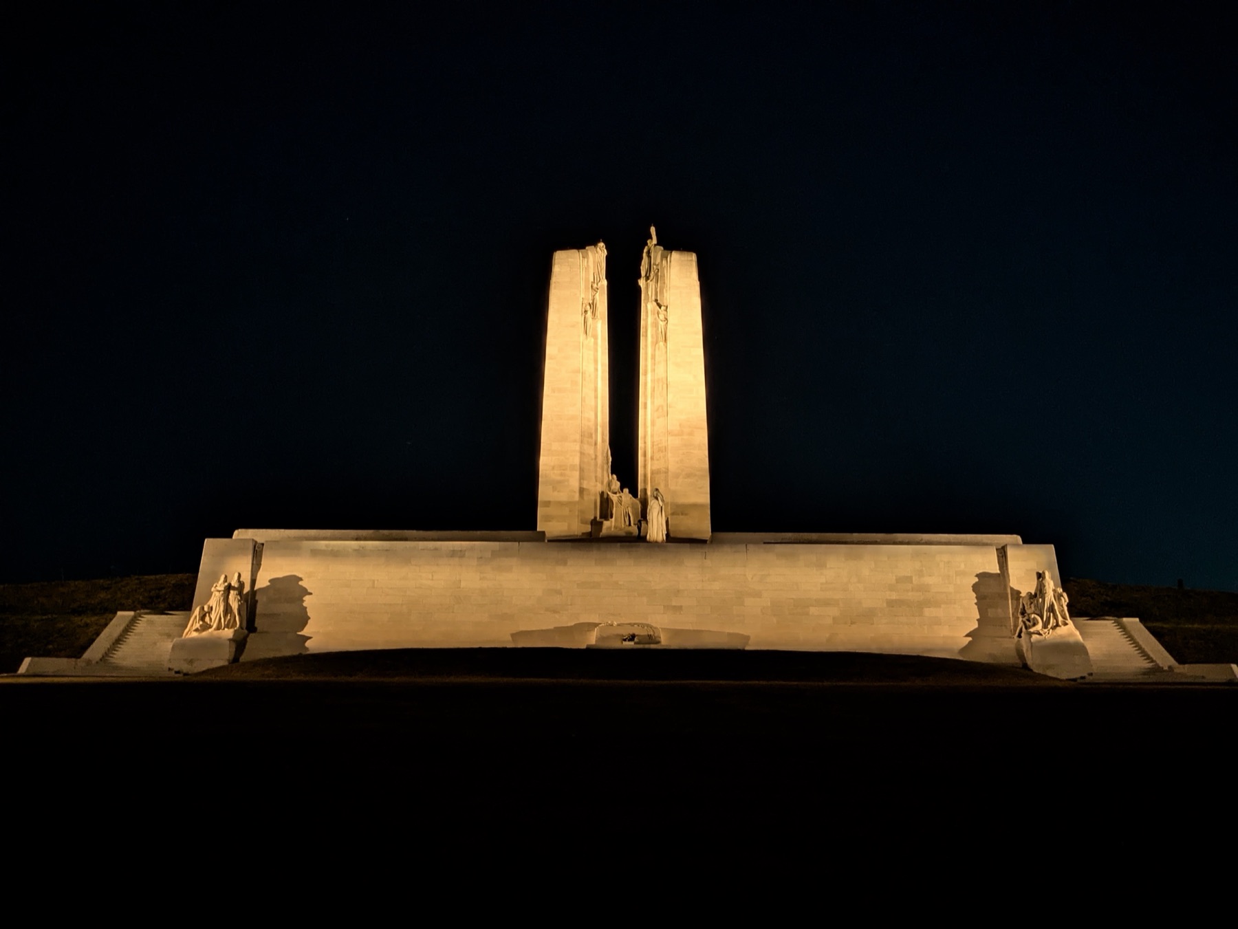 The Canadian National Vimy Memorial illuminated at night