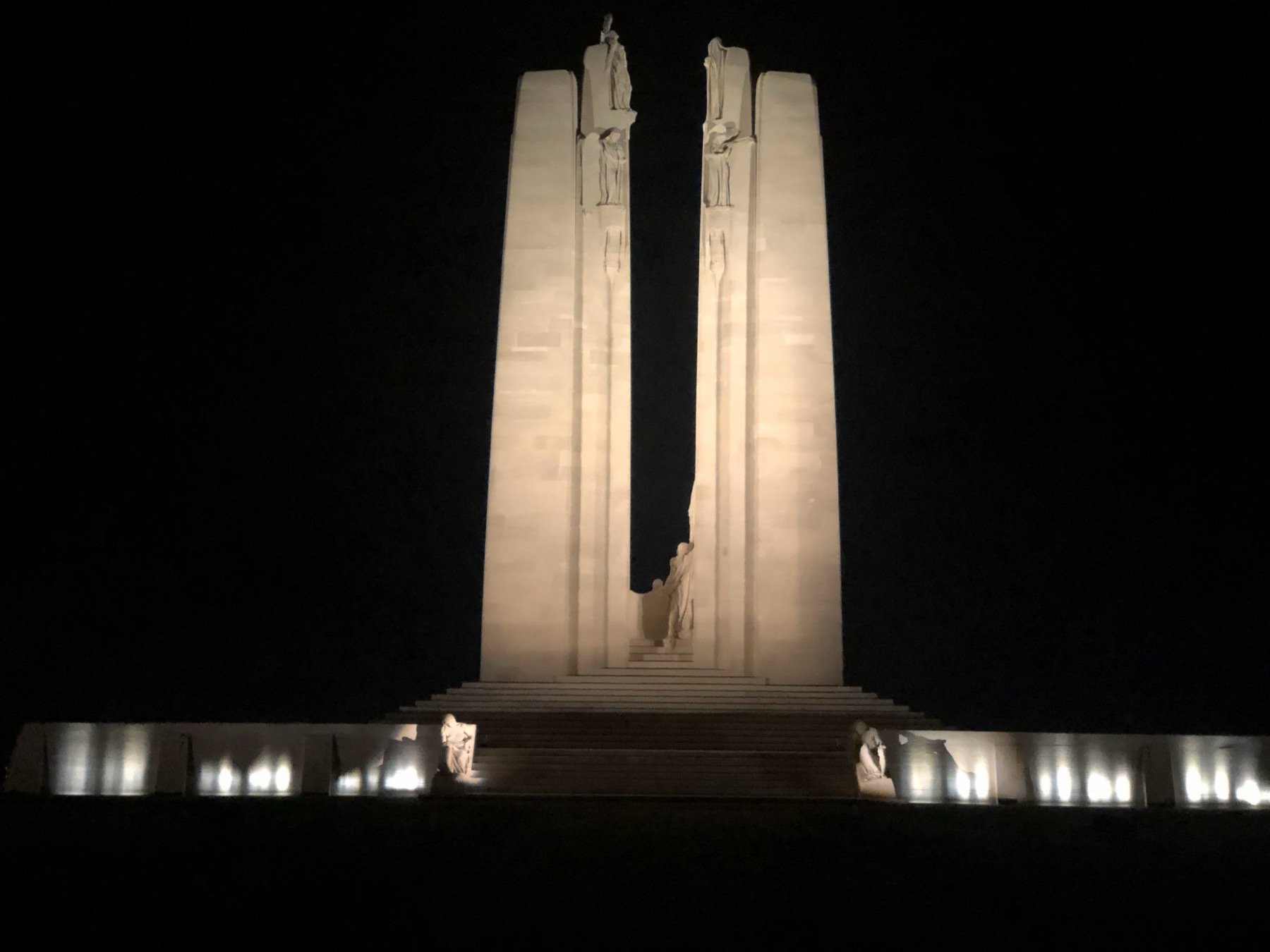 The Canadian National Vimy Memorial illuminated at night